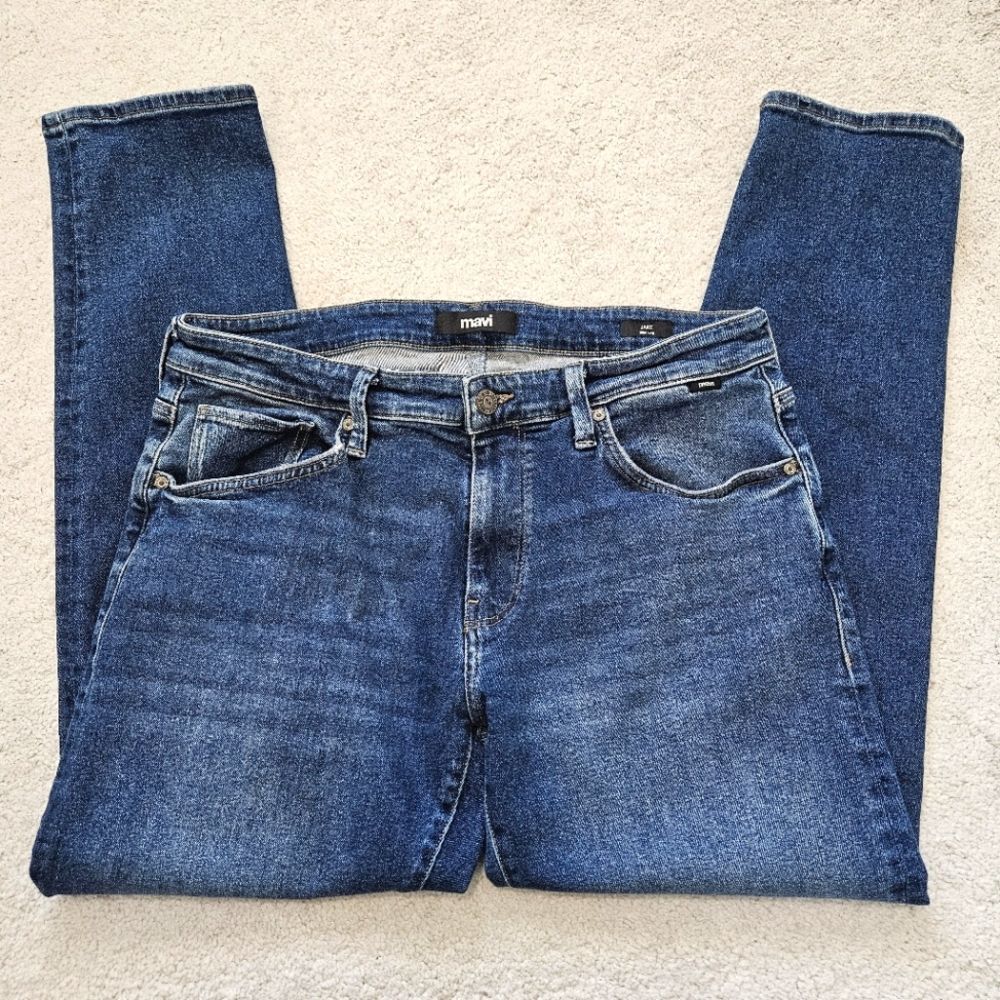 Mavi | Jake Slim Leg Medium Dark Wash Cotton Stretch Denim Jeans Men 35 x 30